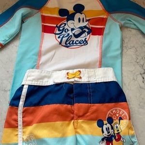 Disney boys swim trunks and rash guard